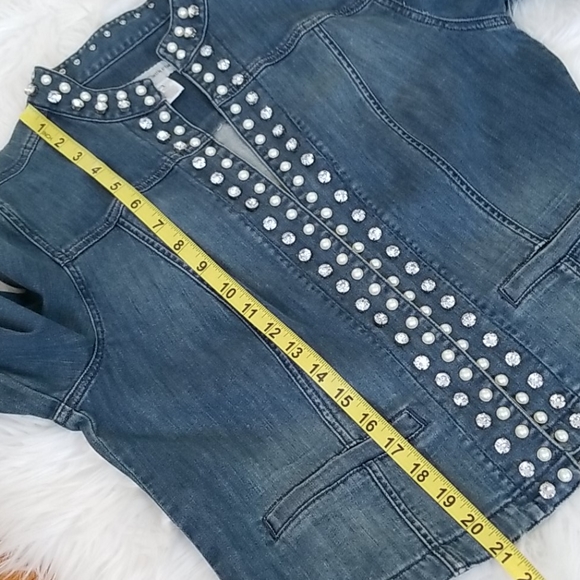 Chico's Platinum Denim Jeans embellished Jacket - Picture 14 of 16